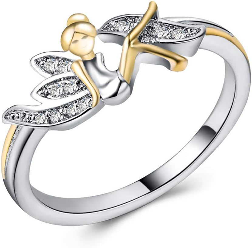 Fairy Winged Angel Ring by Ginger Lyne Two Tone For Girls Kids Fashion Jewelry Gift For Daughter Best Friend Whimsical Fairies