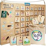 PANDABANDE® Premium Wochenplaner Kinder Holz [Gefühle, Wetter, Monate, 134 XL Karten] - 100% FSC®-zertifiziertes Holzspielzeug - Ideale Aufgabentafel, Wochenplan Kind, Routine Planer, Tagesplaner