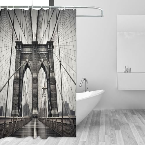 Rideau de douche imperméable pour baignoire motif Brooklyn 183x183