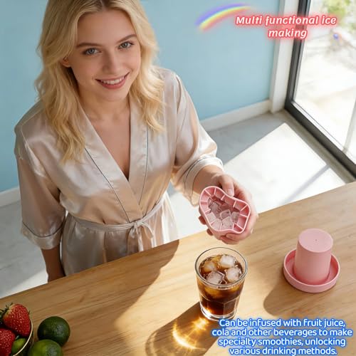 Bandeja de silicona para cubos de hielo 3D, 30 cubos rosa miniatura 4