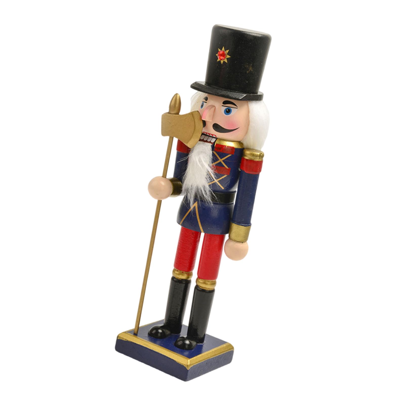 Tsophreniq 25cm Wood Nutcrackers Shaped Figurine Christmas Theme Desktops Ornament Tabletop Statue Party Accessory Holiday Decoration