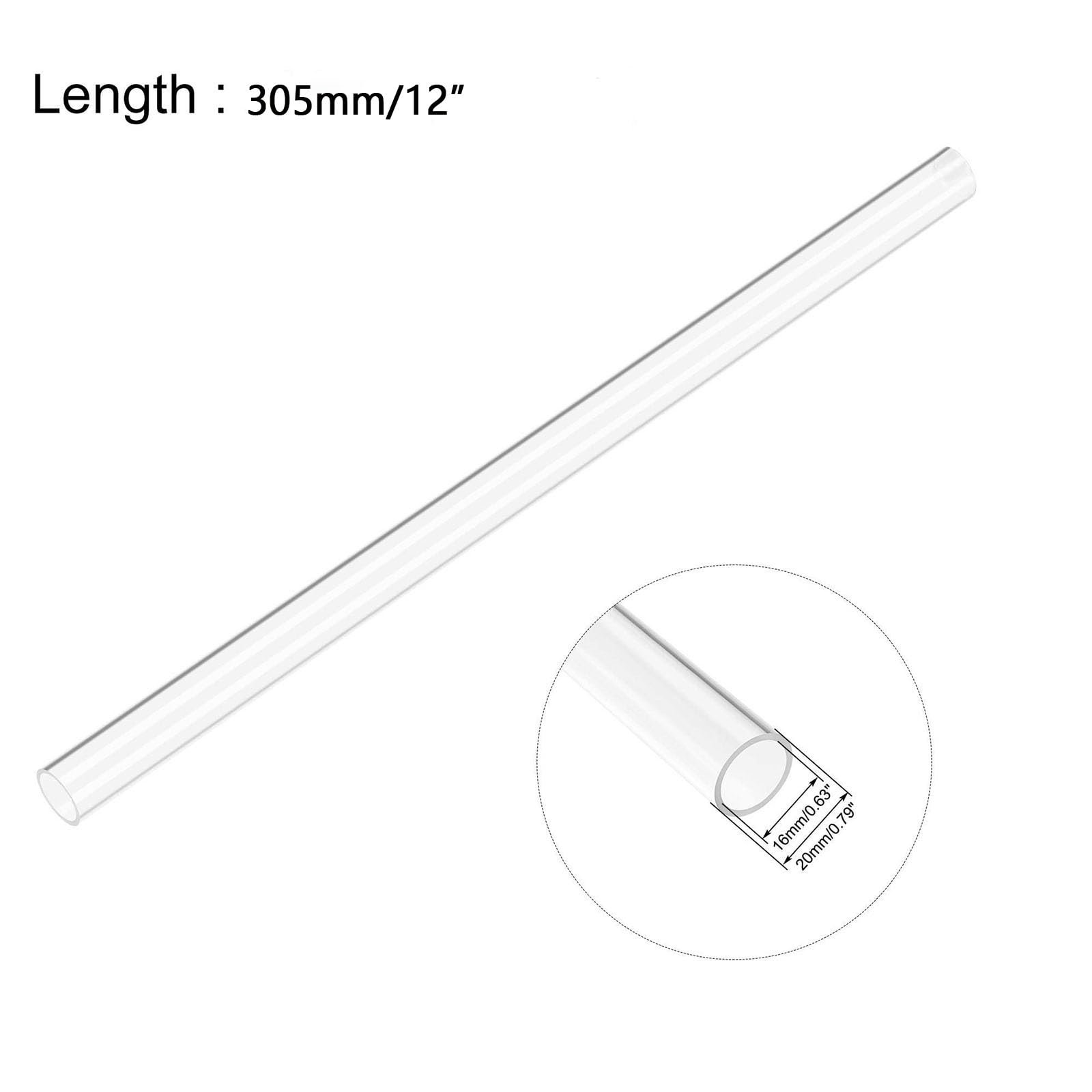 Tubo Acrilico Trasparente 16x20x305 Mm - Per Lampade, Acquari E Progetti Fai-Da-Te - Foto 2