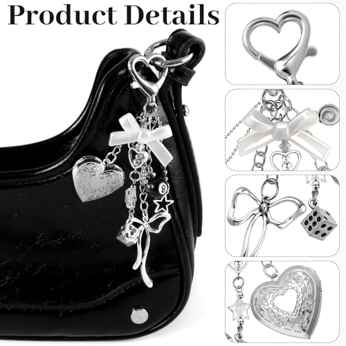 Image of Bag Charms for Handbag Cherry Strawberry Y2K Bow Keychain Cute Purse Charms Accessories for Women Tote Bag Fruit Charm