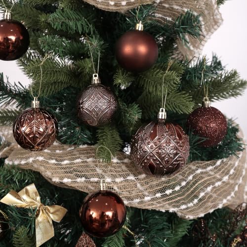 SZVRL Christmas Balls Ornaments -36pcs Shatterproof Christmas Tree Decorations with Hanging Loops for Xmas Tree, Holiday Party, Wedding & Indoor Home Decor,6 Styles in 3 Sizes (Brown) - image 7