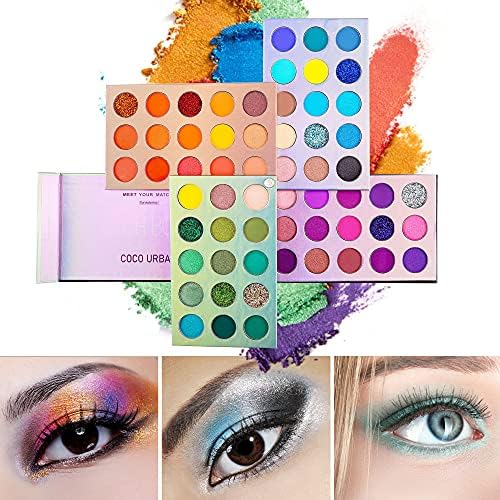 CCbeauty Eyeshadow Palette 60 Colors Makeup Eye Shadow Palettes High Pigmented Glitter Matte Shimmer Long Lasting Waterproof Blendable 4 in 1 Color Board Makeup Set Gifts for Valentine's Day