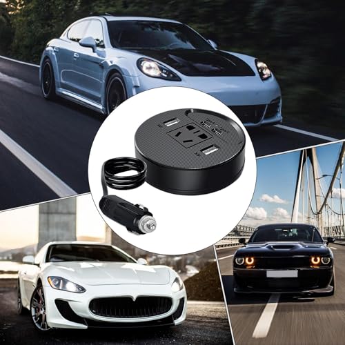 Inversor de corriente para coche y adaptador de enchufe multipuerto 5