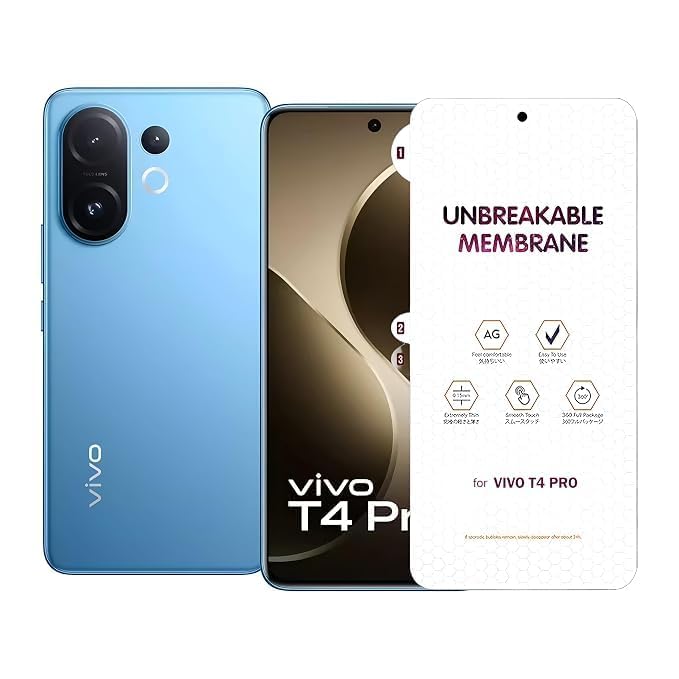 Image of BLACKSHEEP Matte Screen Protector for Vivo T4 Pro 5G Membrane Case Friendly Full Edge to Edge Screen Coverage & Installation Kit- (Pack of 1)