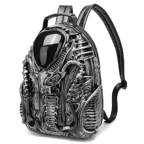 Image of Xenomorph Alien Backpack Shoulder Bag for Men Women | PVC material, Detachable straps, Cyberpunk dark aesthetic, Roomy fit, Ideal for cosplay, festivals, Halloween & daily.