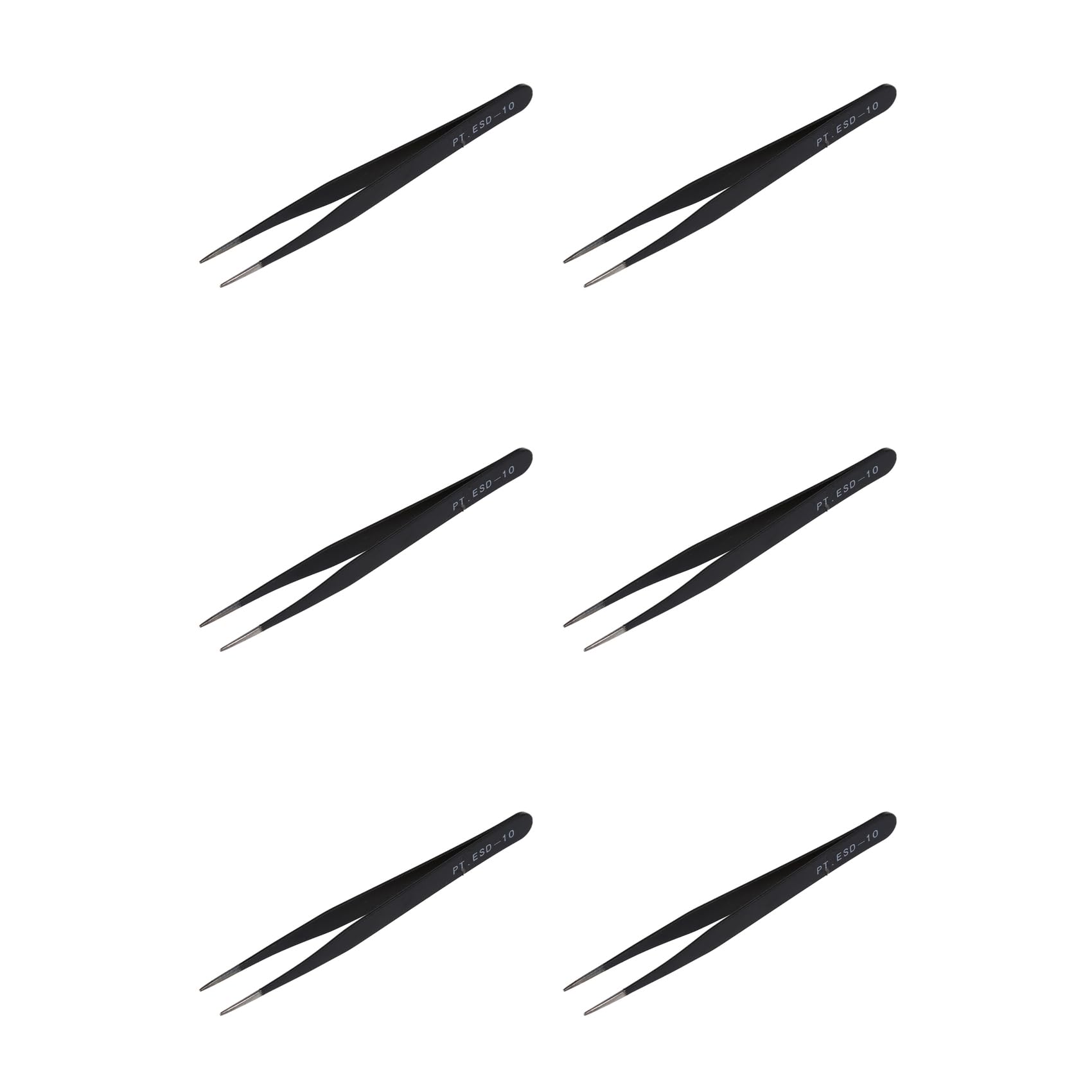 Jnchdghwa Black 6X Metal Straight Tip Tweezer