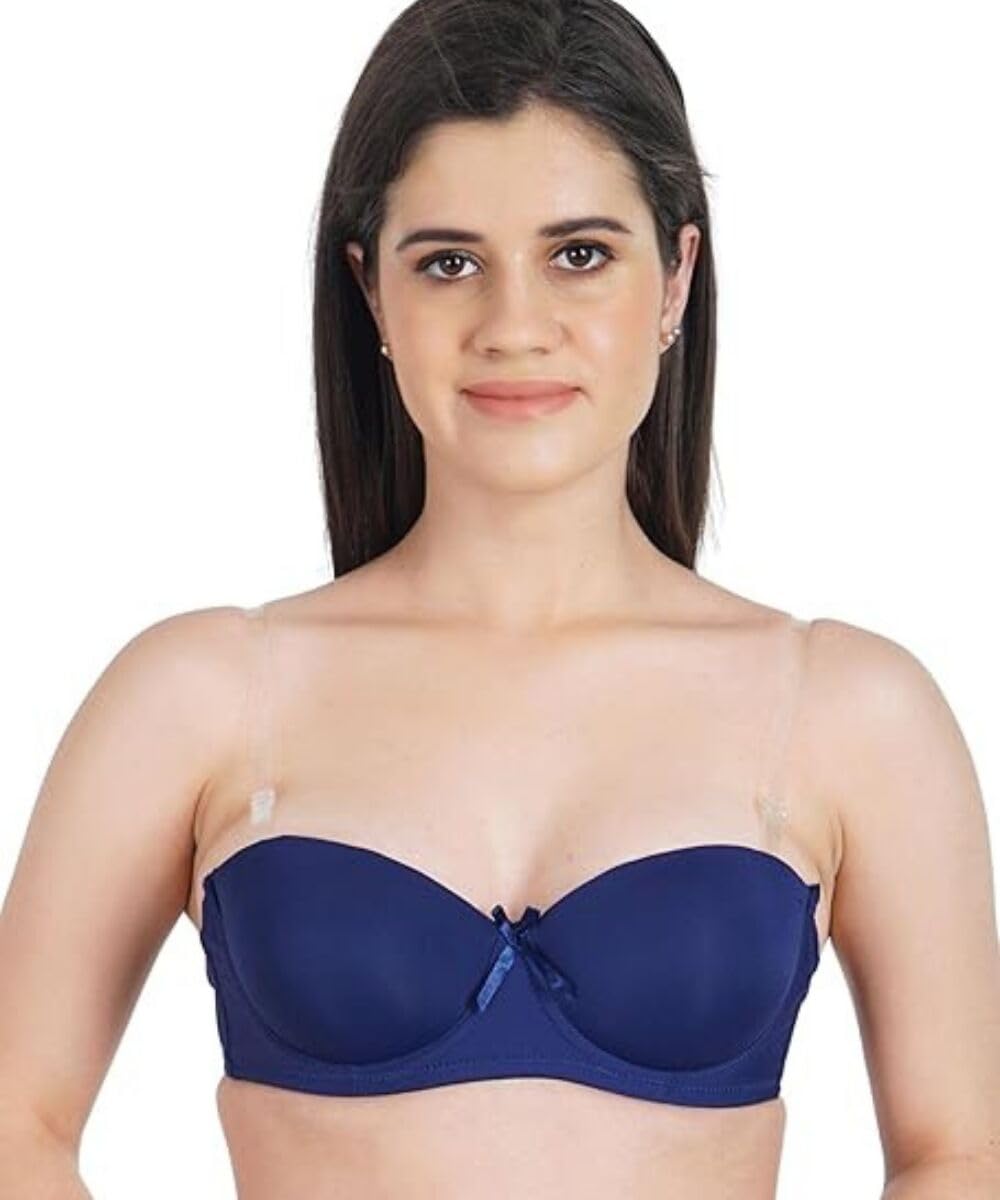 Women's Demi Backless Strap, Push up Padded Invisible Clear Transparent Back Push up Bra Size 30-48 (Free Extra Transparent Strap)-image-31
