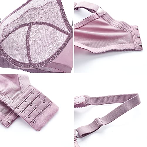 Underwire Bras For Women No Padding Minimizer Bras For Women Full Coverage Unlined Bra Sexy Bras Plus Size Underwire Bra Unpadded Wired Push Up Full Figure Bras Purple 34Ddd 34 Ddd Triple D #TOP5