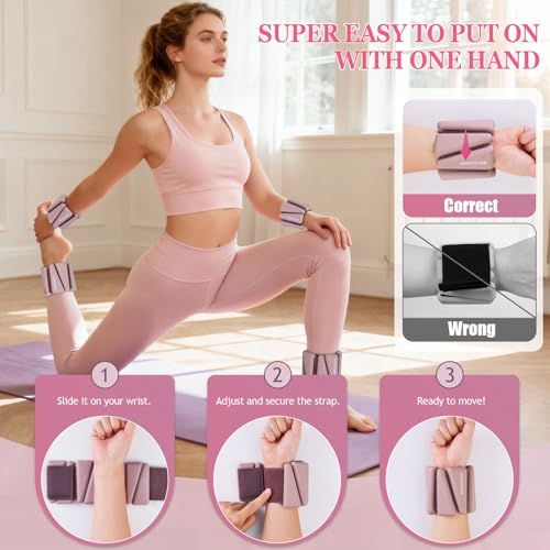 Image of BECOJADDE Ankle Weights Set of 2 (1 lb /2 lb /3 lb Each) Adjustable Wrist Weights for Women Men Wearable Arm Leg Weight for Pilates, Running, Walking, Workout, Yoga