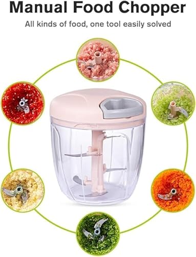 Processador De Alimentos Manual Grande 5 Lâminas Inox 900ml Triturador Multiprocessador