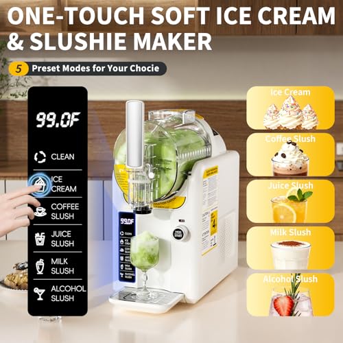 Image of Ice Cream Machine Frozen Drink Maker, Slushie Machine for Home - Slushy Machine Maker No Ice Needed Self Cleaning, 5 Preset for Soft Serve Ice Cream, Slushie, Margarita, Frappes, Milkshake