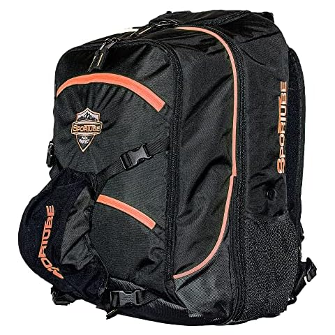 Sportube 44 Liter Overheader Airline Compliant Carry On Padded Gear and Boot Backpack with Multiple Pockets and Storage, Orange Cover