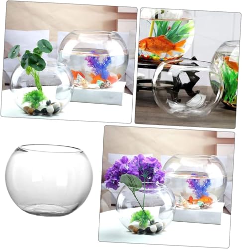 Portal 20cm Round Glass Fish Bowl – Small Aquarium Tank with Wide Opening, for Fish, Goldfish, Shrimp, or Decorative Vase