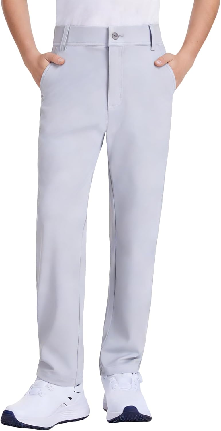 QBK Boys Golf Pants Stretch Quick Dry School Uniform Athletic Dress Pants Performance Flat Front Chino Slacks (2T-18Y)