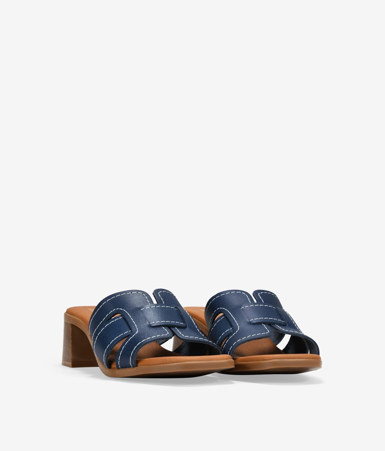 BOSANOVA Sandalias destalonadas Tipo Mule para Mujer con cosidos Beige, Suela Cuadrada con tacón Efecto Madera y Plantilla Acolchada. Sin Cierre. Calzado para Mujer
