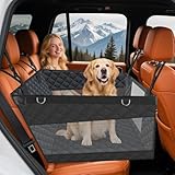 Dog Car Seat for Large Dogs — Hard Bottom Back Seat Extender for Dogs Supports 110lbs — Half Size Dog Car Hammock Passenger Friendly Waterproof PU Leather Pet Travel Bed for SUV Truck & Vehicle