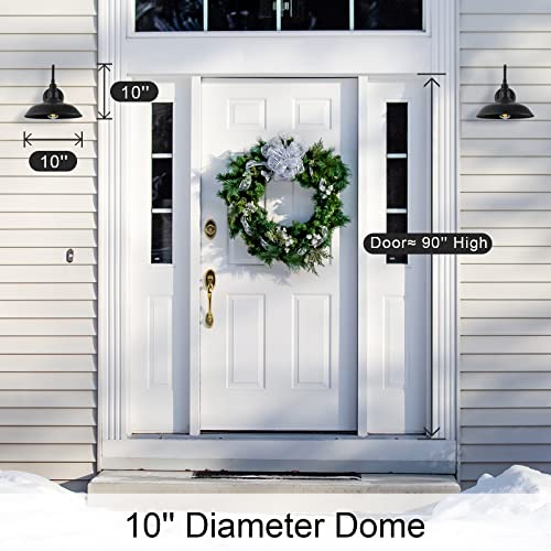 Image of 10in Dome Outdoor Barn Light with Wall Mount 2 Pack Black Exterior Gooseneck Lights Farmhouse Style Outdoor Barn Wall Lights Garage Outside Wall Sconce for House, Porch, Patio, Yard
