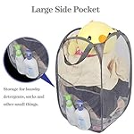 Larpur 2 Pcs Popup Mesh Laundry Baskets, Collapsible and Portable Clothes Washing Laundry Hampers with Reinforced Carry Handles, Gray Clothes Hamper for Home, Travel, College Dorm - Image 4