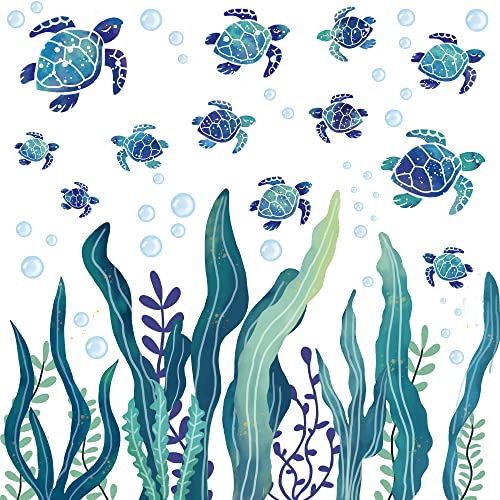 Wandtattoo Badezimmer Unterwasserwelt Meer Sticker Wandsticker Fische Selbstklebend Leuchtsterne Kinderzimmer Jungen Wand Aufkleber für Kinder Babyzimmer Schlafzimmer WohnzimmerB Cover