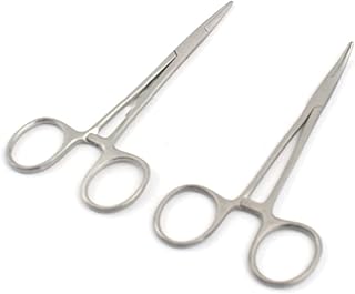 AAPROTOOLS O.R Set of 2 PCS Straight + Curved HEMOSTAT Forceps Locking Clamps Stainless 5 A+ Quality