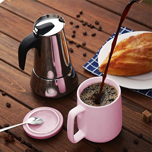 Taza de Te con Filtro y Tapa 500ml - Ceramica - Mantiene Caliente la Infusion - Rosa - Imagen 6