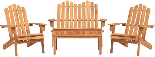 Miniatura 3 de Brown Solid Acacia Wood Foldable Garden Lounge Set 4-Piece Adirondack Patio Furniture with Oil Finish for Outdoor Relaxation