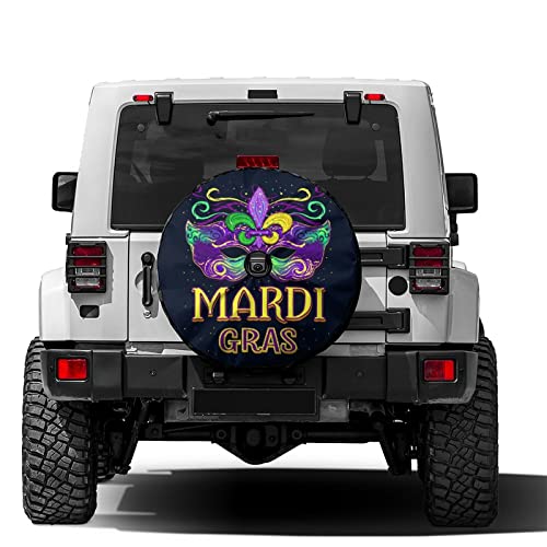 Image of Delerain Spare Tire Cover with Backup Camera Hole Mardi Gras Wheel Covers Waterproof Dust-Proof UV Sun Universal Fit for Jeep Trailer RV SUV Truck (17 Inch for Diameter 31 inch-33 inch)