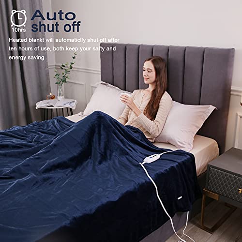 Dowin Electric Heated Blanket Twin Size 62X84'' Heating Throw Soft Flannel Full Body Warming With 10 Hours Auto Off, Fast Heating Blanket Etl Certification #TOP1
