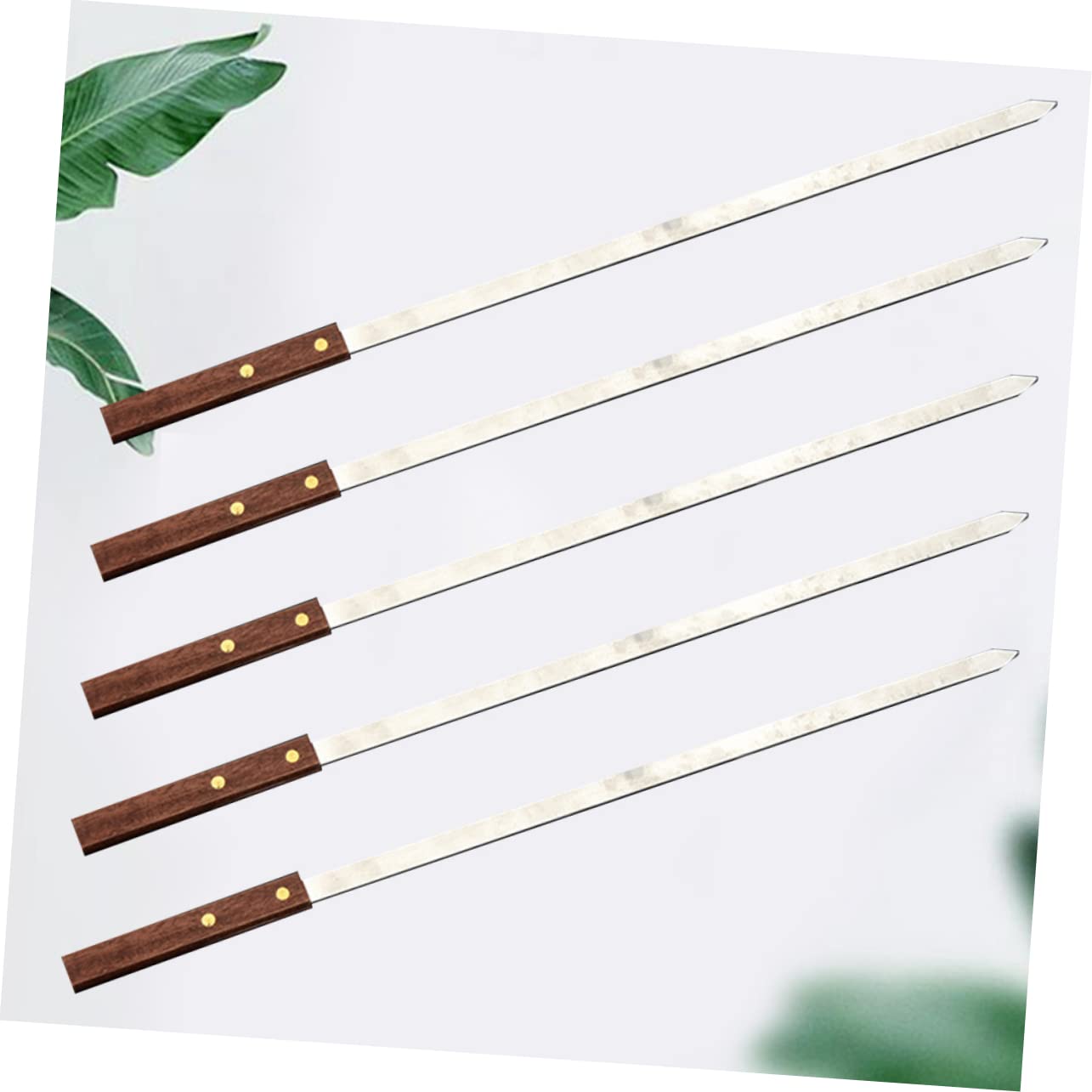 ifundom 5pezzi Spiedini Per Barbecue in Acciaio Inox Riutilizzabili Spiedini Per Carne Piatti Manico in Legno Antiruggine e Durevoli Per Cottura Uniforme Per Barbecue in Famiglia e Feste a