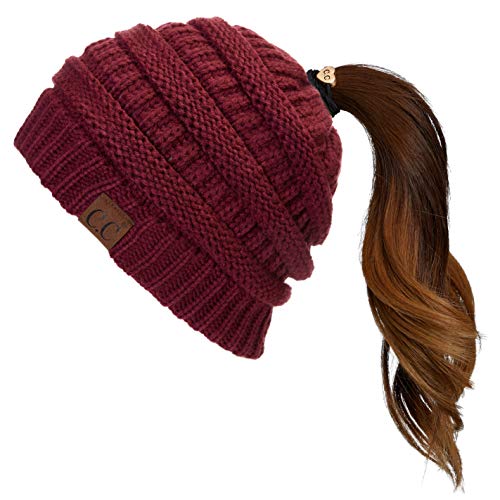 C.C Soft Stretch Cable Knit Messy Bun Ponytail...