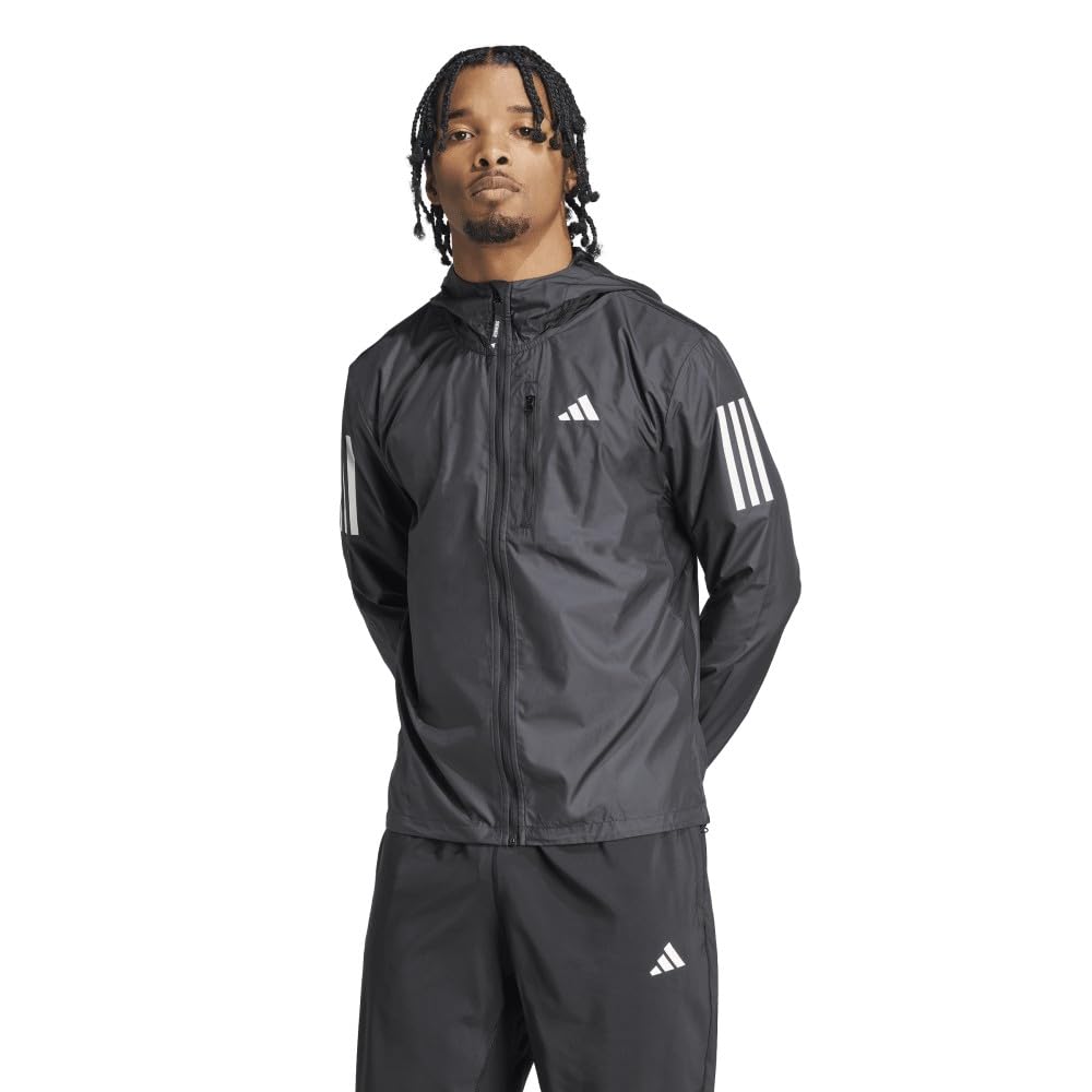 adidas Mężczyźni Own the Run Jacket, Black/White pocket, L