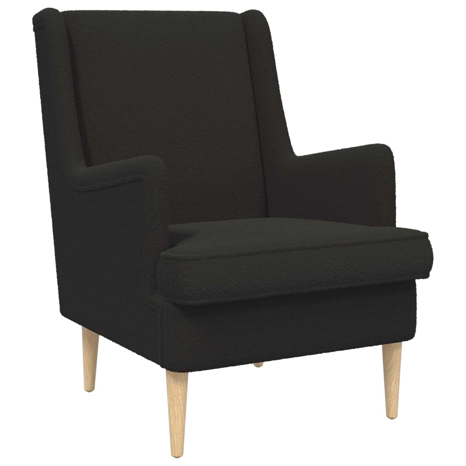 Fotel z Pouf 2 szt. Czarny Bouclé