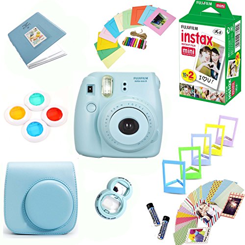 Fujifilmfujifilm Instax Mini 8 Film Camera Blue Instax Mini Film Shots Protective Camera Case Selfie Lens Filters Frames Decorative Design Kit Dailymail