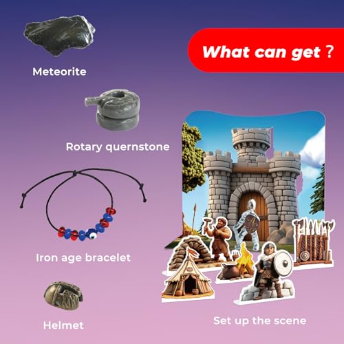 Image of EDUMAN Iron Ages Fossil Dig Kit for Kids, Dig it Up Ancient Creatures Kit, Archaeology Kits with Mining Kit Tools, Educational Toys & Stem Toys for Kids Age 6 for Boys Girls
