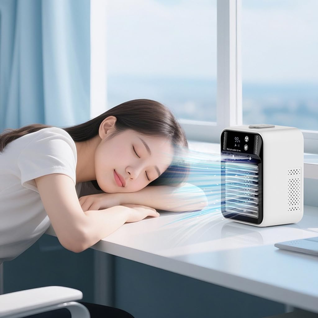 Ventola di raffreddamento portatile per aria condizionata a 2 velocità, ventola di raffreddamento per camera da letto, scrivania esterna