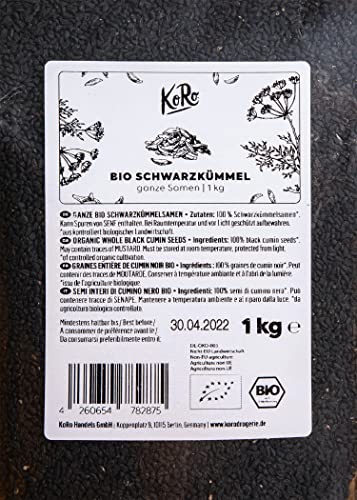 Schwarzkümmelsamen KoRo, Bio 1 kg – Natürliche Qualität für die Küche