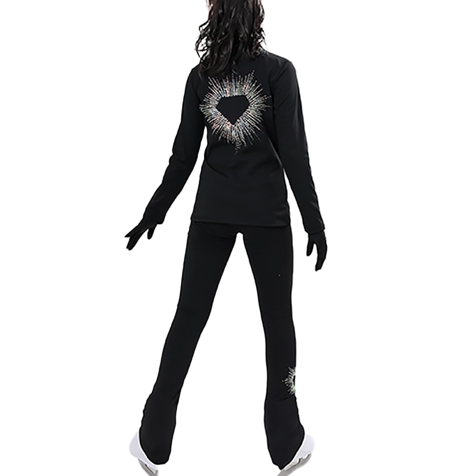 Eiskunstlauf Sets Damen Mädchen Warm Eislauf Outfits Schwarz XXL