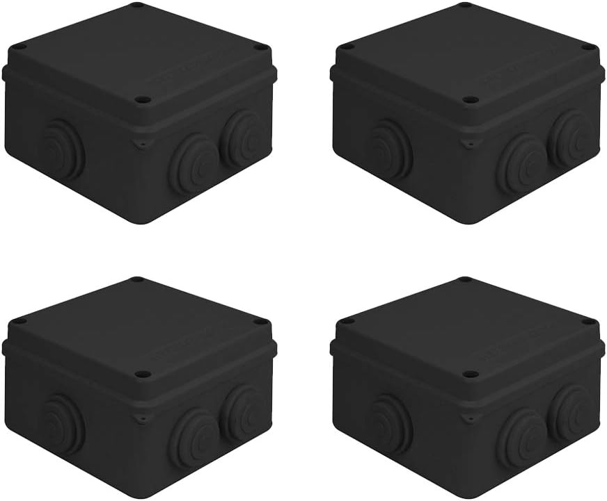 ELS 7 Way Junction Box, IP 55 Waterproof Connectors for Outdoor Lighting External Junction Box ฯ 6.5-10.5mm Pack of 4 Black