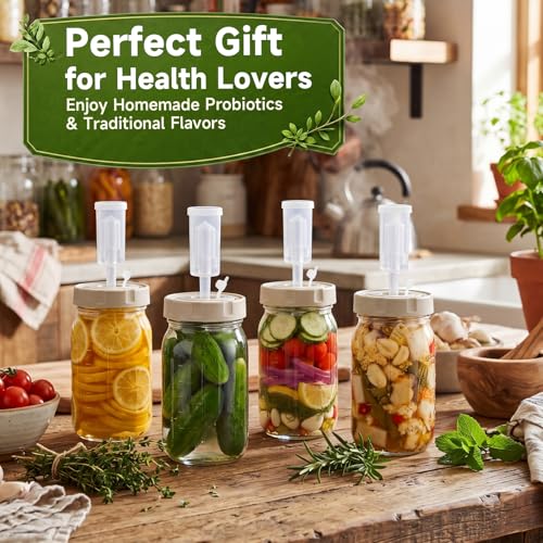 Ferrochef 4 Sets Fermentation Kit, 32oz Mason Jar Lids Glass Weight Airlock by Ferrochef - Used condition - Image 6