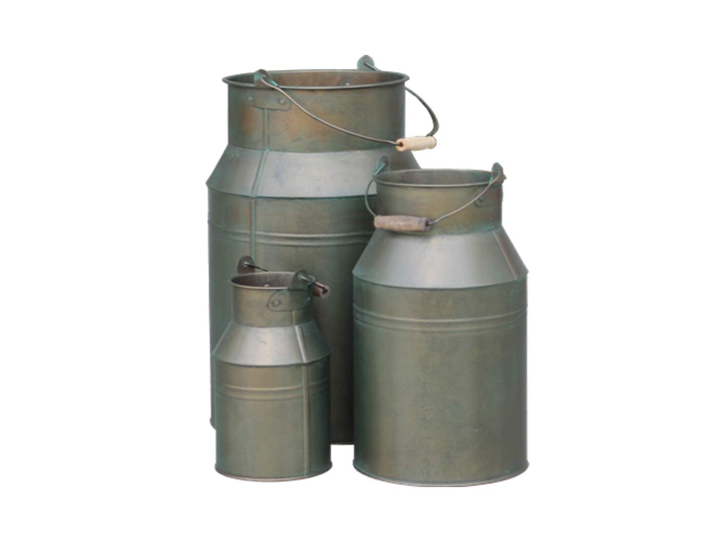 Pots en zinc pour décoration de jardin et terrasse, set de 3 jardinières couleur bronze