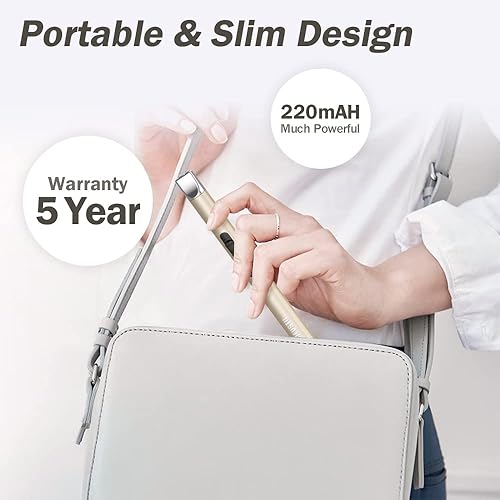 Miniatura 6 de Encendedor de velas, encendedor eléctrico recargable por USB, arco resistente al viento, encendedor de plasma sin llama, palo largo con cuerda y