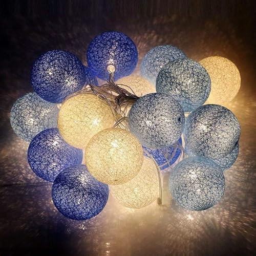 YeahBoom Guirlande Lumineuse Coton Boules Alimenté par Pile,300CM 20LED Guirlande Lumineuse Boule,pour Noël Halloween Anniversaire Mariage Chambre Enfant...