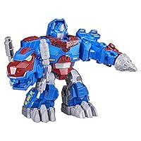 Transformers - Dinobot Adventures - 9" Optimus Prime T-Rex Converting - Lights And Sounds - Tyrannosaurus Rex Dinosaur - Action And Toy Figures - Toys For Kids - Boys And Girls - F2952 - Ages 36+