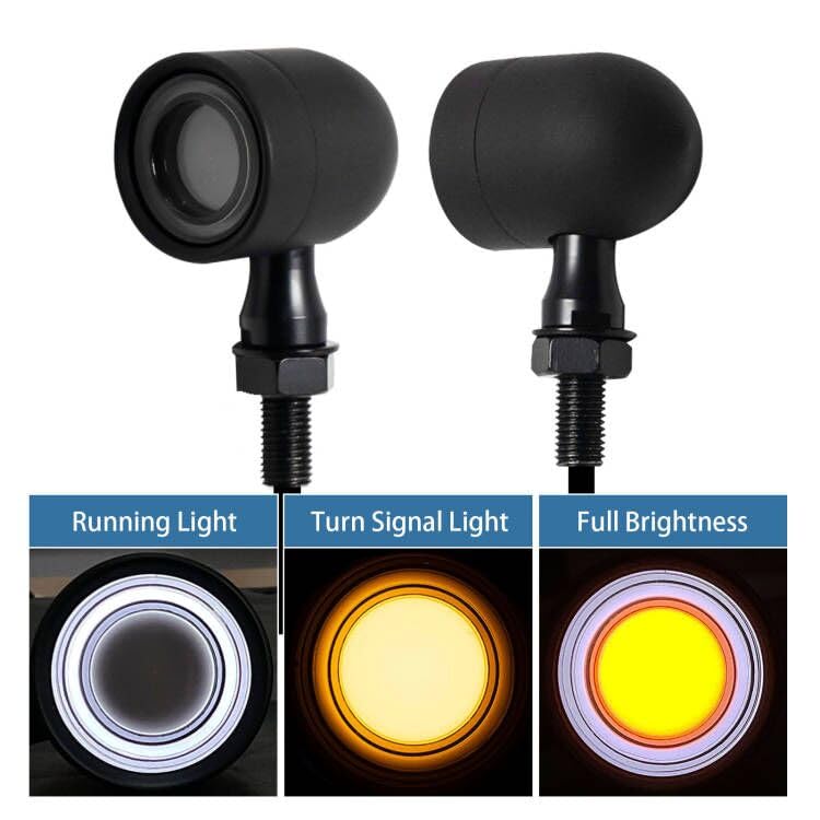 Image of Motorcycle Turn Signals LED Front Lights 2 PCS, Vintage 40 LEDs Switchback White Amber Light for Running Turn Blinkers Universal Fit Chopper Bobber-Black