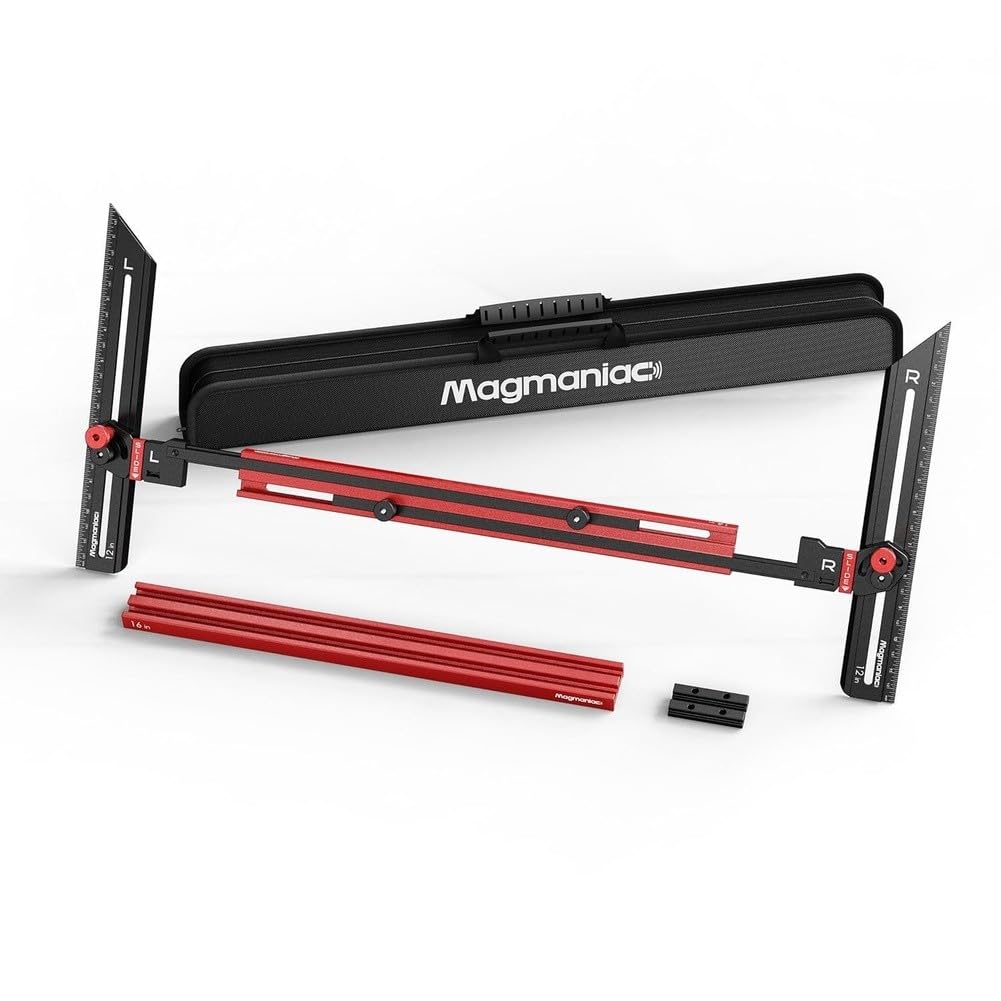 EasyByMall Strumento di misurazione per gradini da 20 a 140 cm, in lega di alluminio, aste regolabili per ristrutturazione domestica, falegnameria, fai da te, blu e rosso