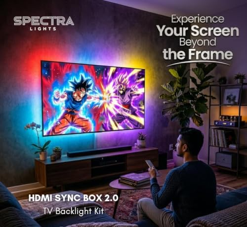 Image of HDMI Sync Box 2.0 - TV LED Backlight for 24 inch TVs with Screen Sync with Smart Life App. Google, Alexa Support and 4K, HDR Output. Enhance Your TV, Gaming, Entertainment Experience.