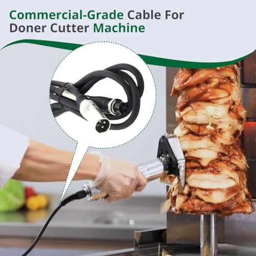 Easycut Doner Cutter Replacement Power Lead for Donner Kebab Slicer Knife, 2 Metres (2M) long Rubber Cable with 3 Pin Connector (1-Pack) - Image 6